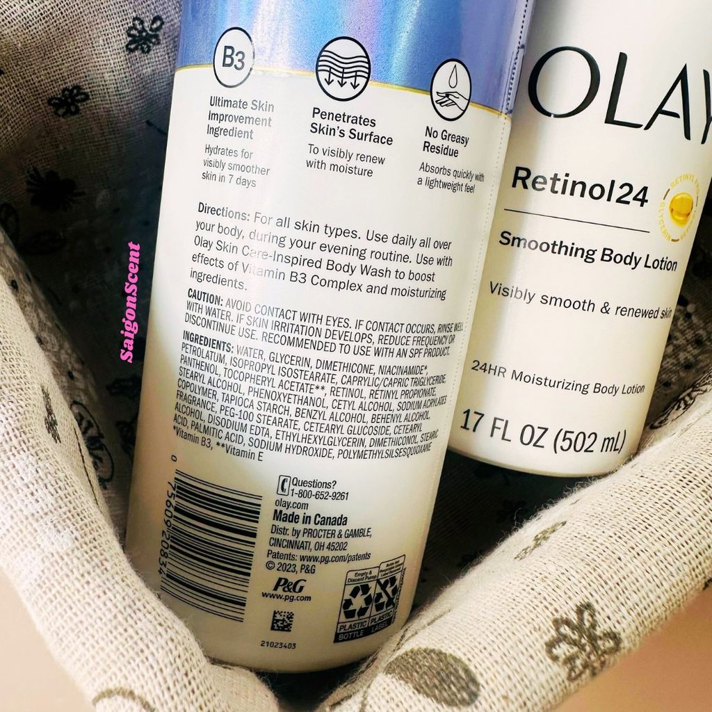Sữa dưỡng thể chống lão hóa Olay Retinol 24 Smoothing Body Lotion 502mL