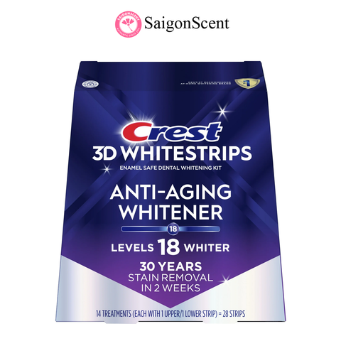 SET Dán trắng răng CREST ANTI-AGING WHITENER LEVELS 18 (14 Miếng)