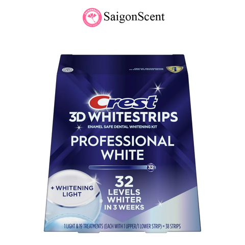 SET Dán trắng răng CREST PROFESSIONAL WHITE + LED LIGHT ( 19 Miếng + Đèn )