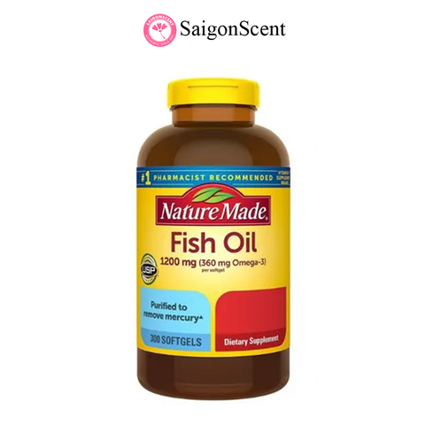 Viên Uống Dầu cá Nature Made Omega 3 Fish Oil 1200mg 300 Viên