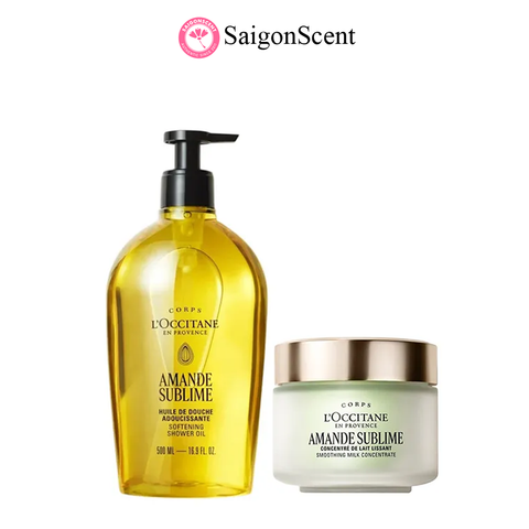 Set Sữa Tắm + Kem Dưỡng Da L'Occitane Almond Shower Oil With Almond Milk Concentrate (500ml + 200ml)