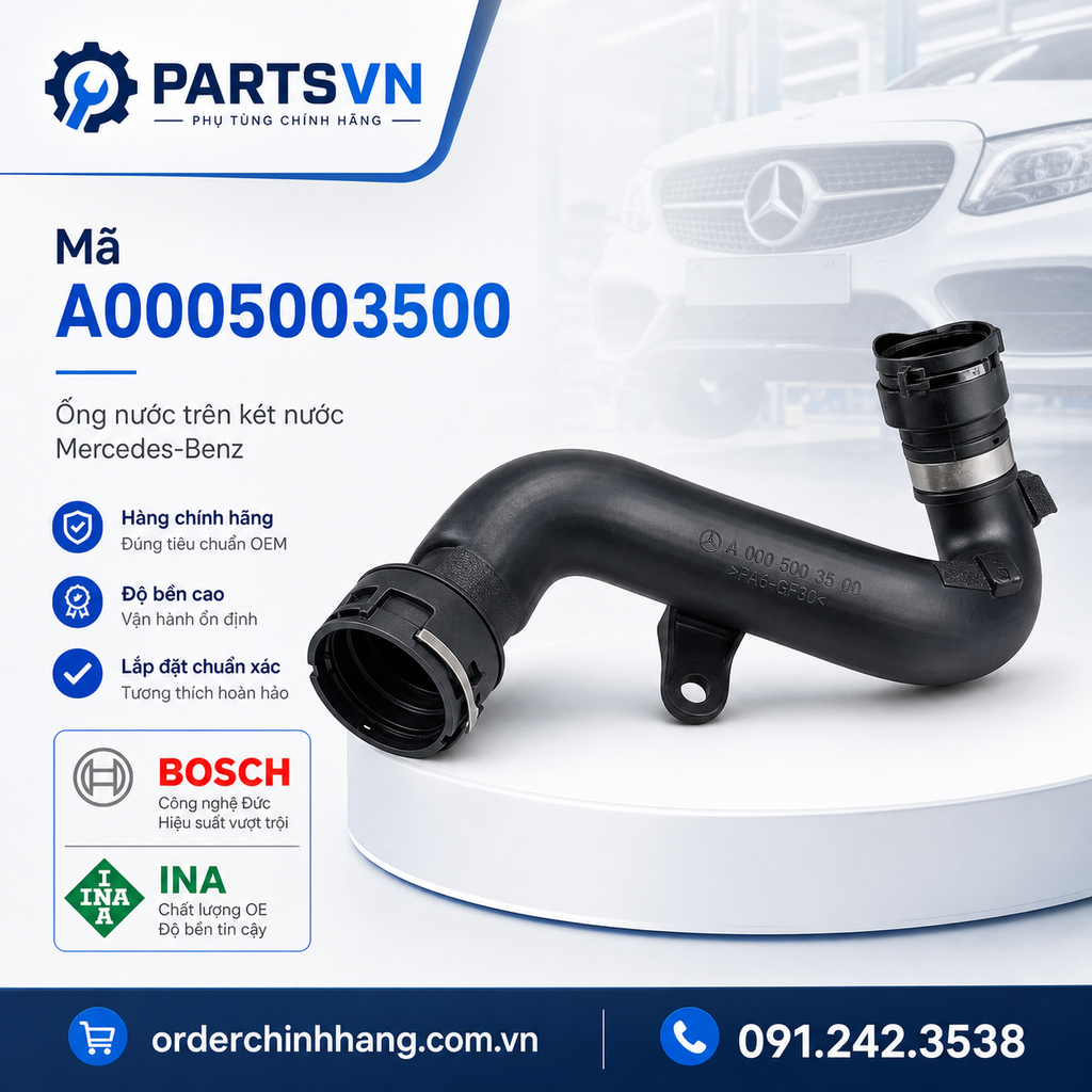 Bơm nước phụ Mercedes-Benz C300 E350 GLA250 GLC300 mã A0005003500 hàng INA