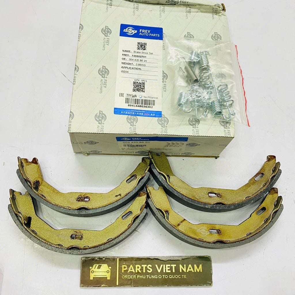 Bộ má phanh tay (guốc phanh) Mercedes C-Class, E-Class, GLK-Class, CLS-Class, W204, S204, W212, S212, C207, đời 2007 - 2017. Hàng Frey. Mã A0044208620.