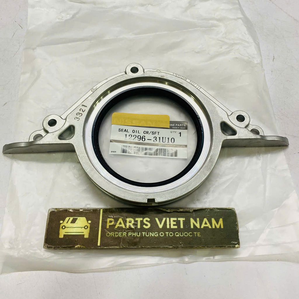 Phớt đuôi trục cơ Nissan Cefiro, Maxima, Infiniti I30 động cơ VQ30DE 3.0L V6. Đời 1995 - 2002. Hàng Nissan chính hãng. Mã 12296-31U10, 12296-31U20