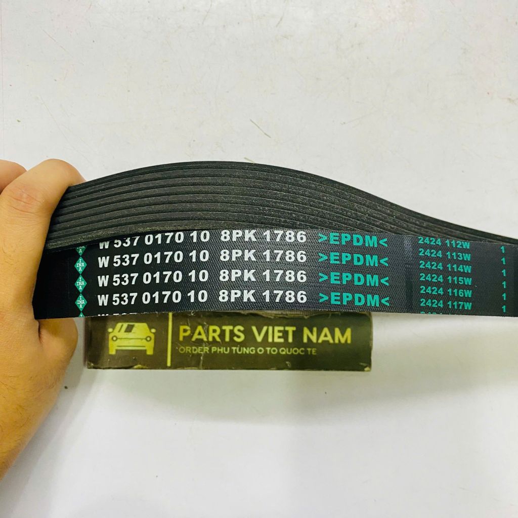 Dây curoa tổng BMW 1, 2, 3, 4, 5, 6, 7 Series, X1, X3, X4, X5, X6, Z4. Động cơ N20, N55, N50. Đời 2009 - 2018. Hàng OEM INA. Mã 11287628658, 11287590148, 8PK1786