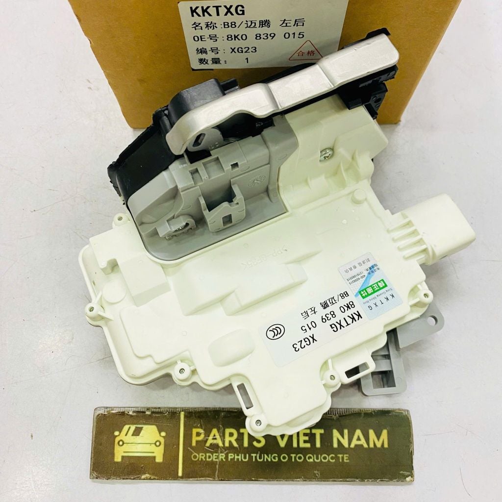 Cơ cấu khoá cửa (ngậm cửa) sau trái Audi A4, A6, Q5, Q7, Porsche Cayenne, VW Touareg. Đời 2009 - 2018. Hàng Faw China. Mã 8K0839015A, 8K0839015D, 9A783911501