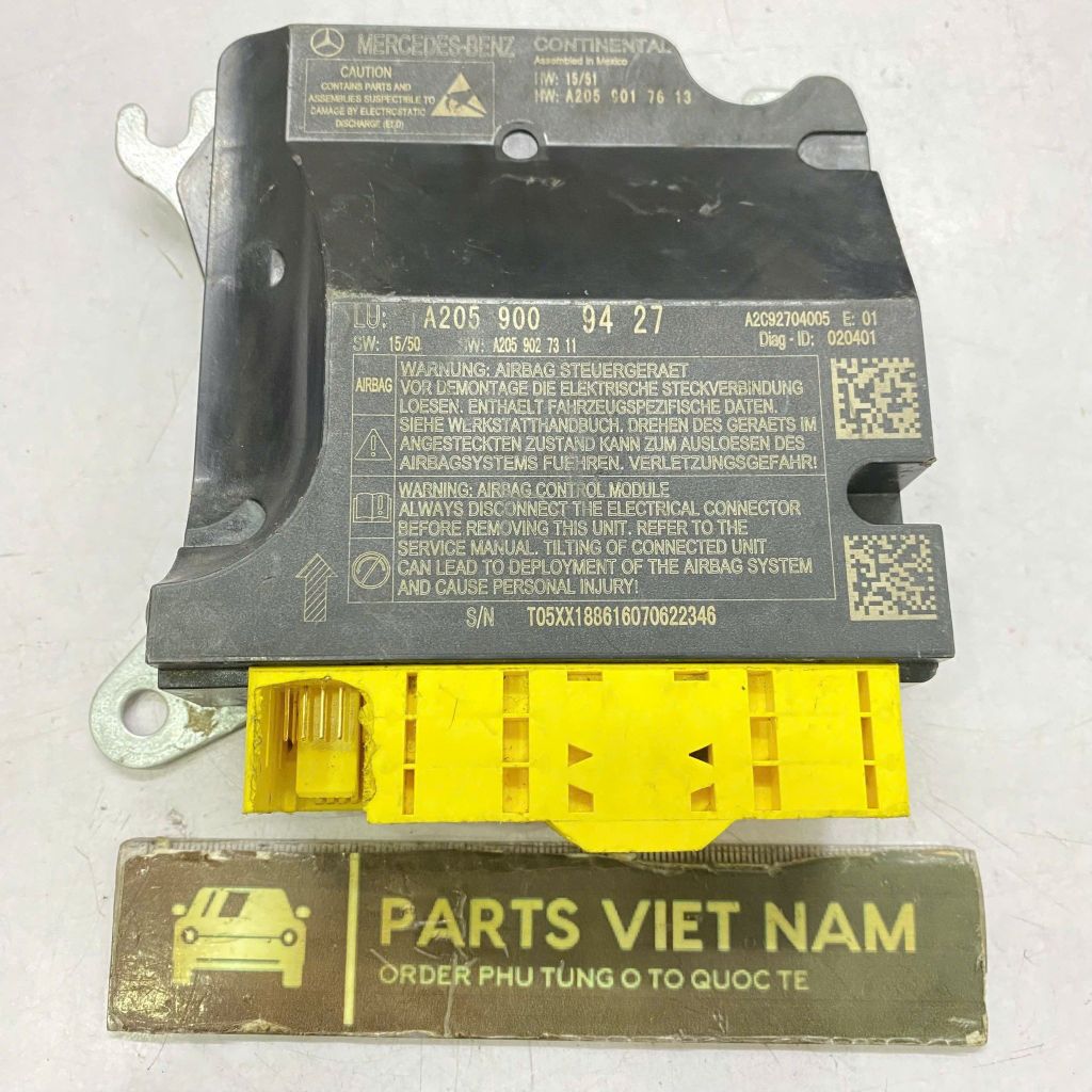 Hộp điều khiển túi khí Mercedes C-Class (W205) C180, C200, C250, C300 đời 2015 - 2019. Hàng tháo xe. Mã: A2059000114, A2059008618