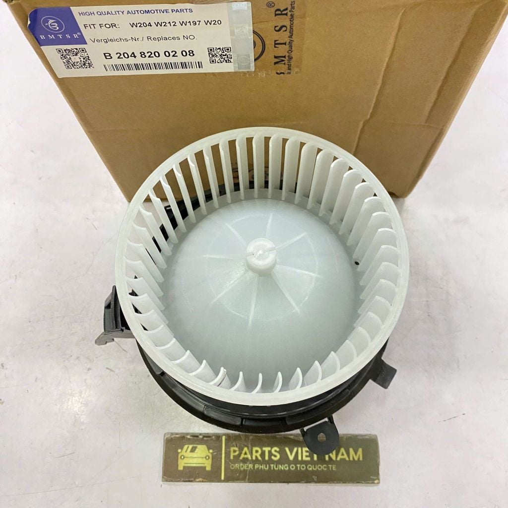 Mô tơ quạt gió điều hòa, hay quạt giàn ( dàn ) lạnh Mercedes W204 W212 X204 C Class  E Class GLK Class 200, 250, 300, 350 đời 2007 − 2016. Hàng BMTSR. Mã 2048200008, A2048200008