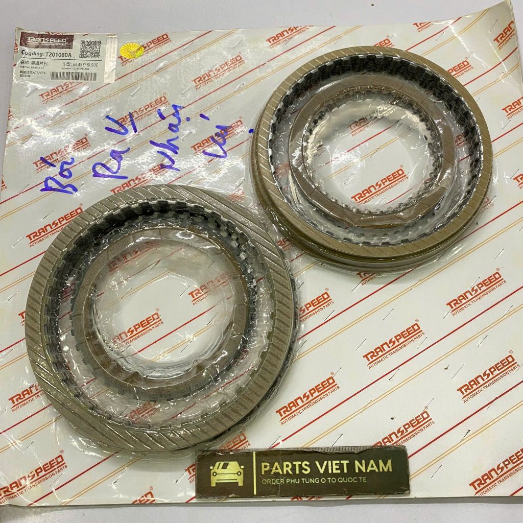 Bộ lá côn phíp, lá bố hộp số tự động 6L45E, 6L50E cho xe Cadillac ATS, CTS, SRX và Chevrolet Camaro, Colorado đời 2007 - 2018. Hàng thay thế hiệu TranSpeed. Mã T201080A