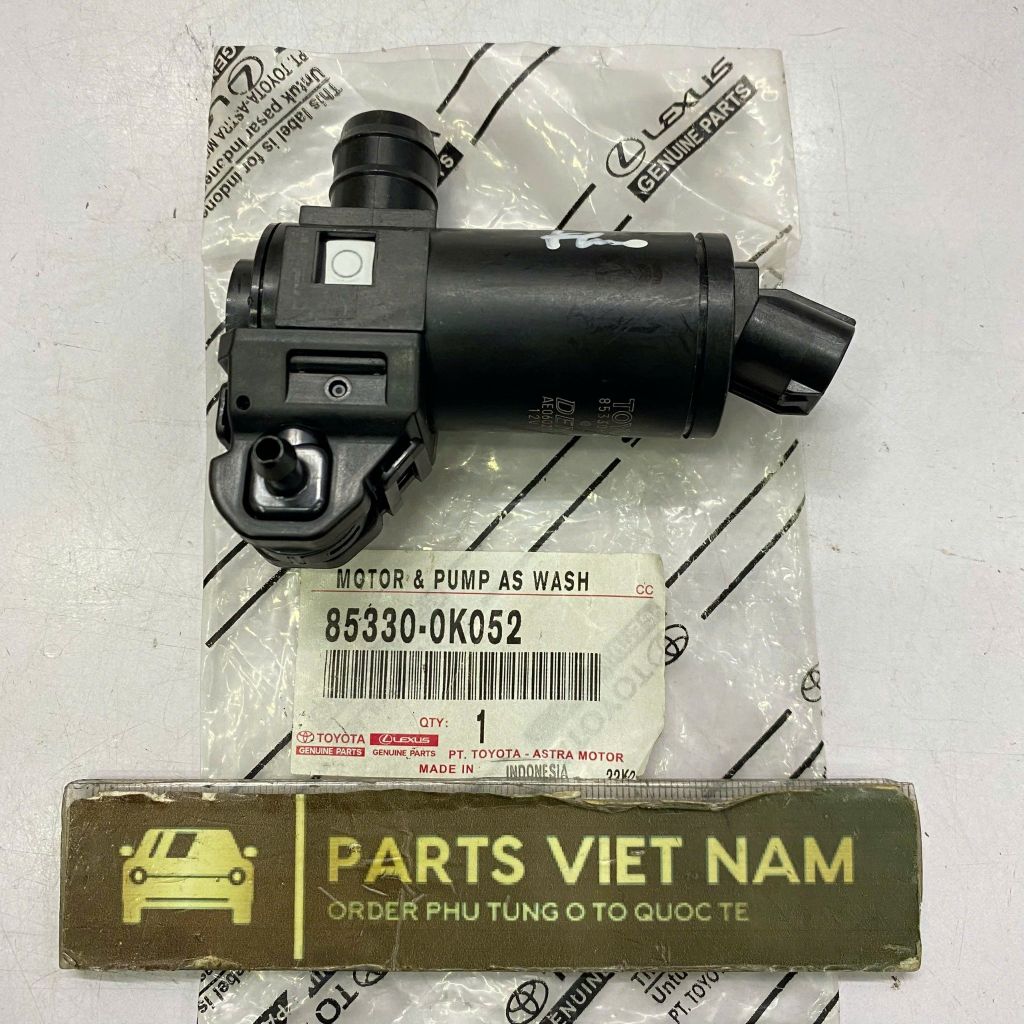 Mô tơ bơm nước rửa kính, mô tơ phun nước rửa kính phía trước Toyota Innova, Fortuner đời 2015 - 2022. Hàng chính hãng. Mã 85330-0K051, 85330-0K050, 85330-0K052