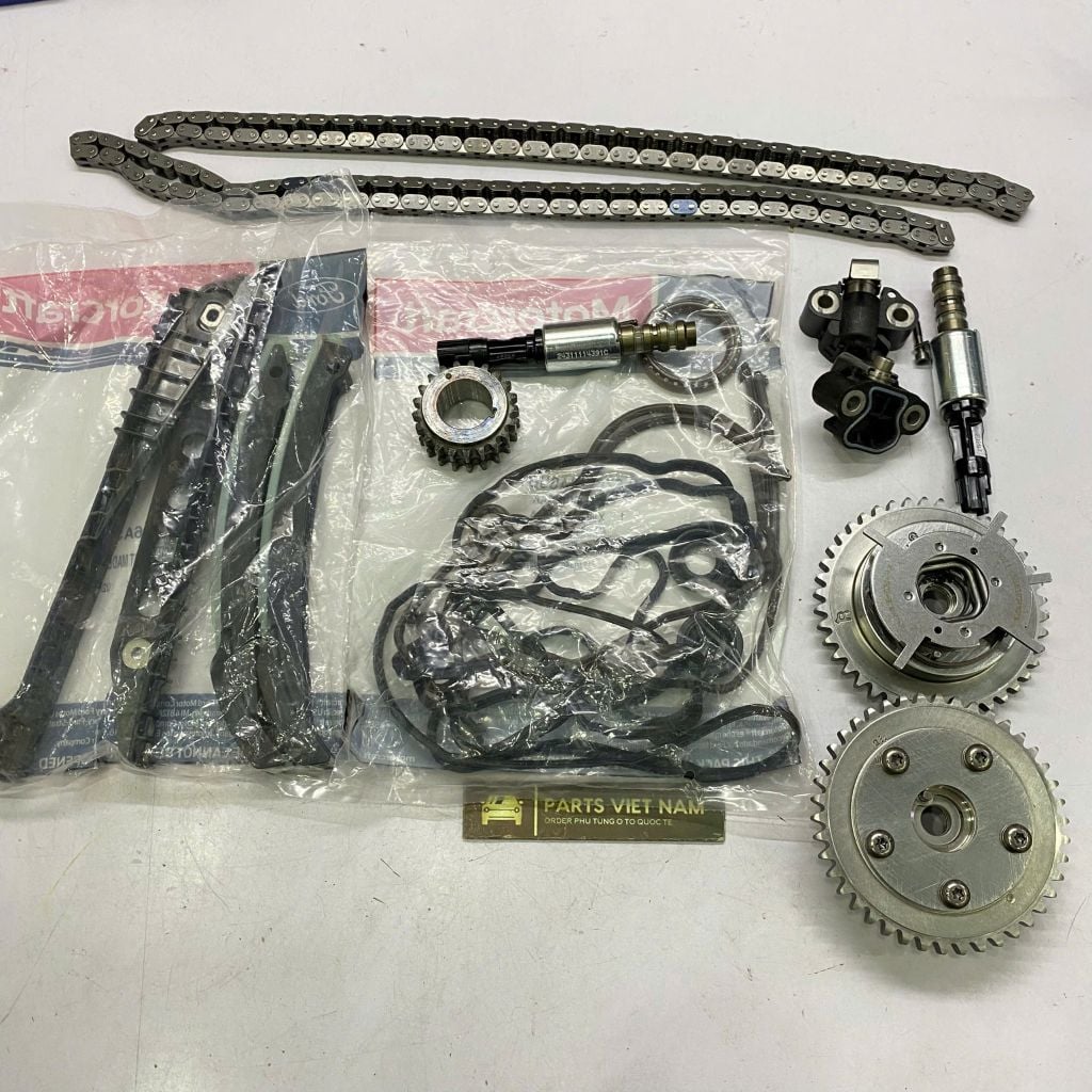 Bộ sửa chữa trục cam, xích cam và van VCT cho động cơ Ford 5.4L 3V đời 2004 - 2014. Hàng chính hãng đặt 18 - 22 ngày. Mã 4L3Z-6306-A, 3R2Z-6A257-DA, 8L3Z-6M280-B, 5L3Z-6268-A ( 23 món )