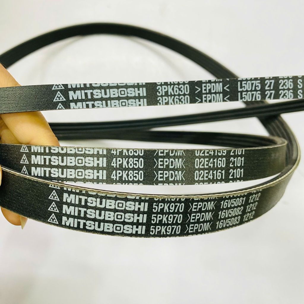 Bộ dây máy phát & bơm nước, dây lốc điều hòa, dây bơm trợ lực lái Toyota Corolla 1.6 (4A-FE) đời 1997 - 2000. Hàng Mitsuboshi Japan. Mã: 4PK870, 9936420870, 5PK970, 9091602355, 3PK630, 9091602264