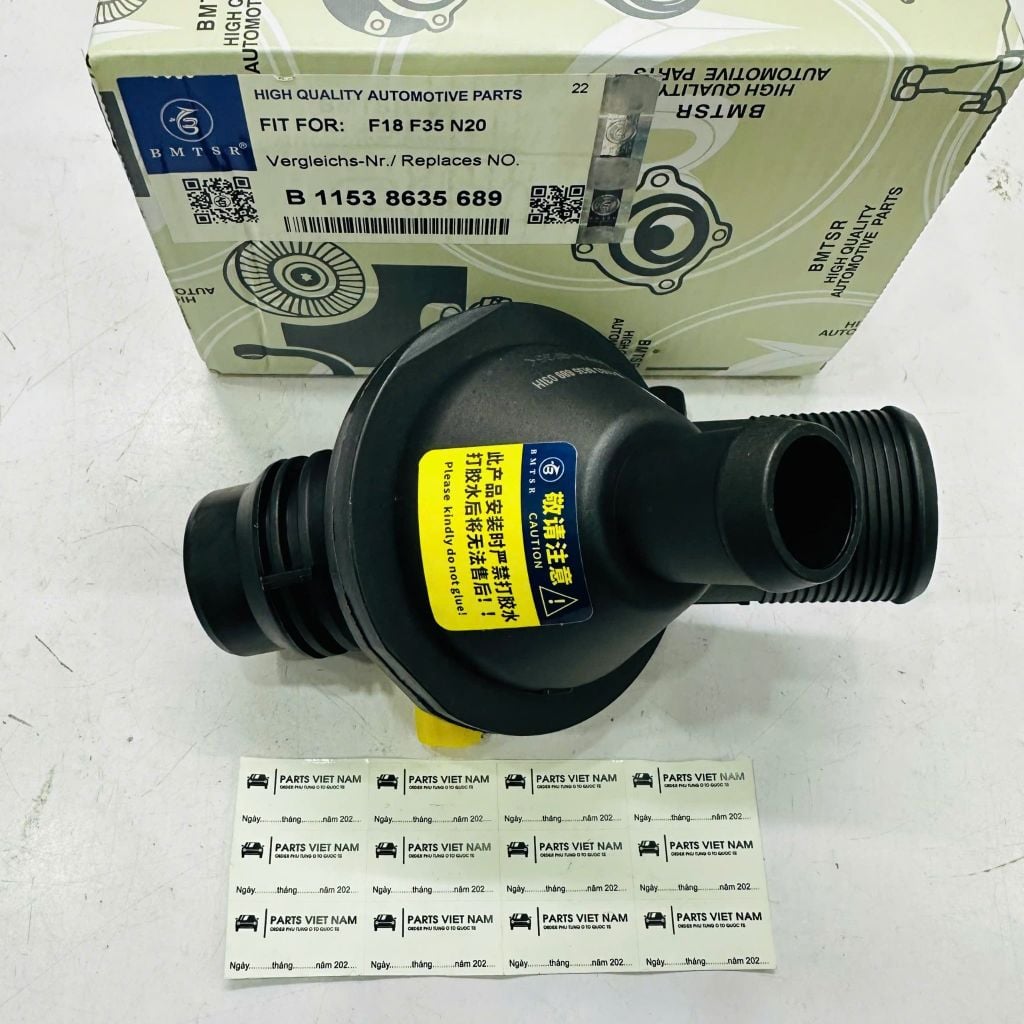 Cụm van hằng nhiệt, cụm Flange nước (Thermostat Housing) BMW 320i (F30), 520i (F10), X3 (F25) đời 2011 - 2019. Động cơ N20 (4 xi-lanh). Hàng Oem chất lượng cao. Mã 11538635689, 11537588257