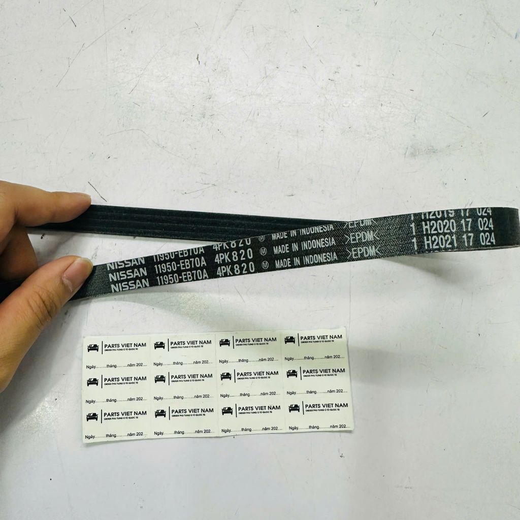 Dây curoa bơm trợ lực, Dây curoa điều hòa Nissan Navara NP300 D40, Pathfinder (2010-2016). Động cơ YD25. Kích thước 4PK820 (thay thế 4PK825). Hàng xịn Indo. Mã 11950-EB70A, 11950EB70A