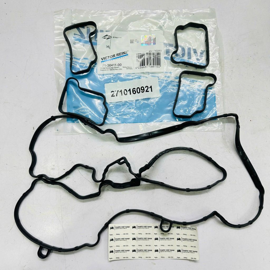 Gioăng nắp giàn cò (Gioăng nắp máy), Ron nắp cam Mercedes C200, C180, E200, SLK200 Kompressor (W203, W204, W211). Động cơ M271. Hàng Victor Reinz Đức. Mã 2710160921, 71-36411-00