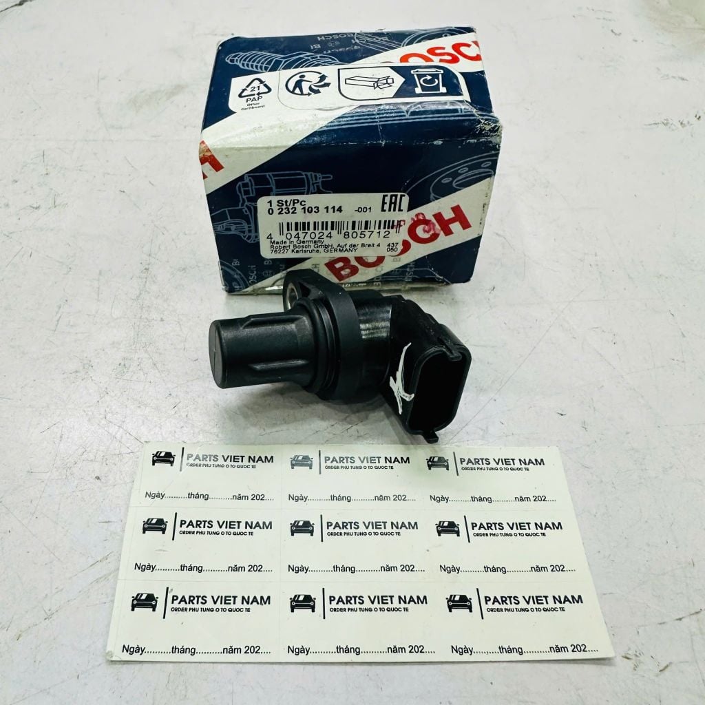 Cảm biến vị trí trục cam, cảm biến cốt cam, Cảm biến trục cam Mercedes C, E, CLK, GL, ML Class (W203, W204, W209, W211, X164) đời 2006 - 2012. Sử dụng cho động cơ M271 M272, M273. Hàng Bosch. Mã A2729050043, thay thế 0041536028, Bosch 0232103114
