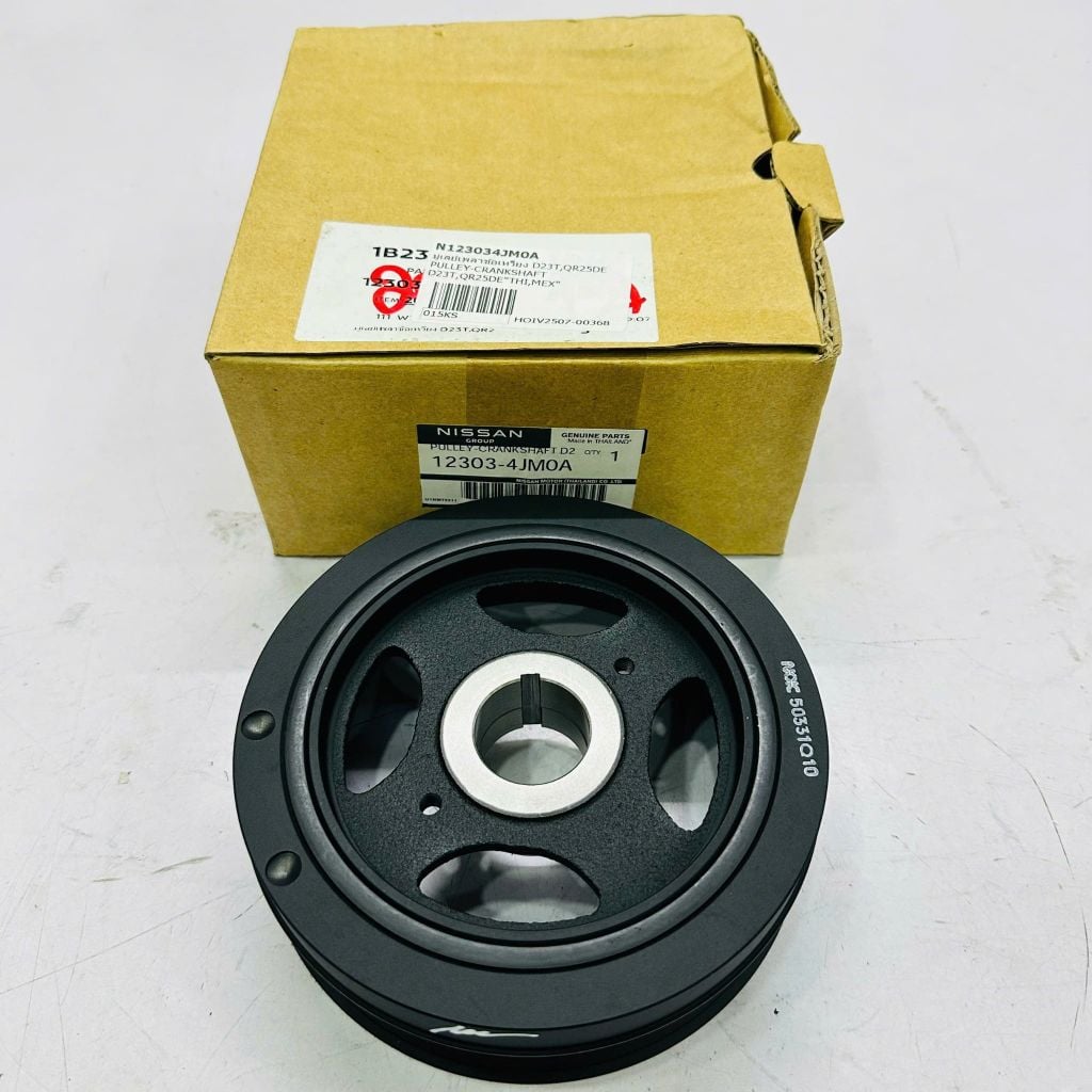 Puly trục cơ (Crankshaft Pulley) xe Nissan Terra D23 bản máy xăng 2.5L đời 2015 - 2026. Động cơ QR25DE. Hàng xịn Nissan. Mã 12303-4JM0A, 123034JM0A