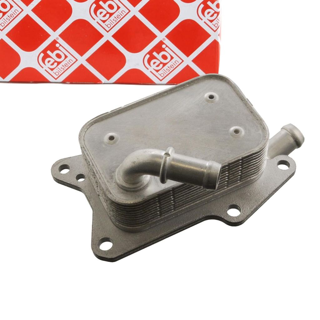 Két sinh hàn làm mát dầu động cơ (Engine Oil Cooler) xe Mercedes-Benz C200, C250, C300 (W204, W205), E200, E250, E300 (W212, W213), GLC 200, 300 (X253) động cơ M274. Hàng OEM Febi Bilstein (Đức) đã bao gồm sẵn gioăng phớt. Mã 2741880101, A2741880101