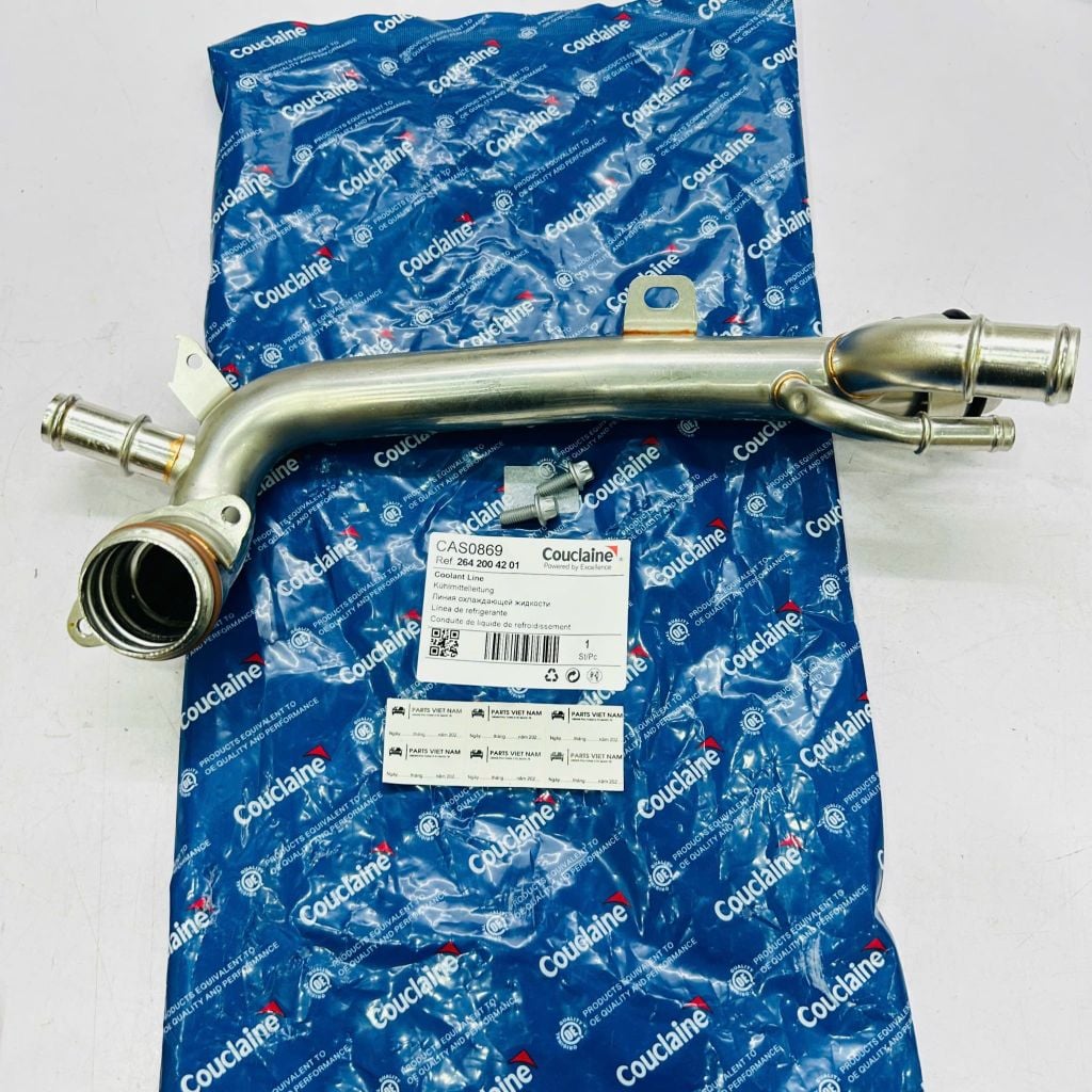 Ống nước van hằng nhiệt phiên bản vỏ nhôm siêu bền cho Mercedes-Benz C200, C300 W205, E200, E200, E300 W213, GLC 200, GLC 200, GLC 300 X253 động cơ M264 đời 2018 - 2023. Hàng OEM. Mã OE: A2642008600, 2642008600,A2642004201