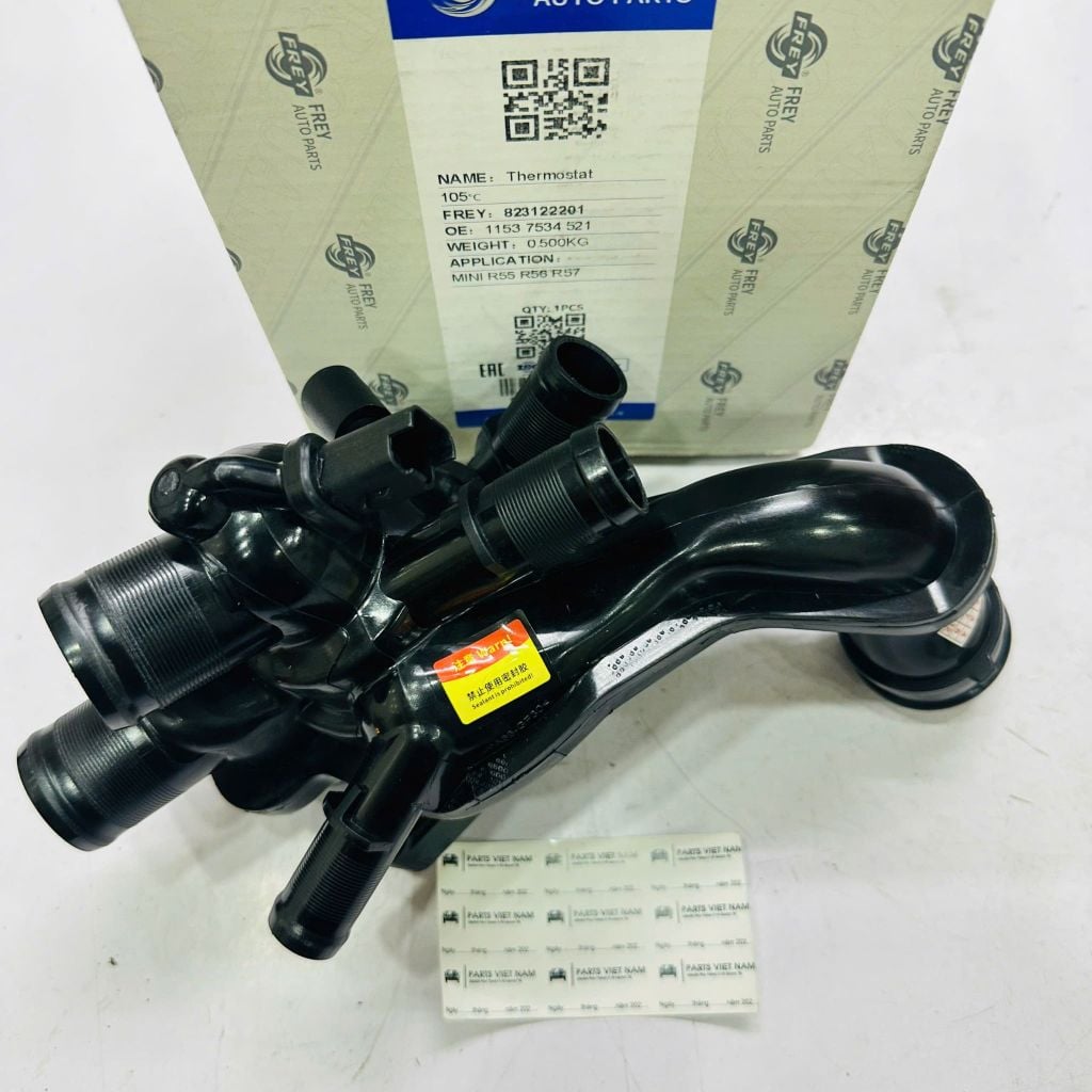 Cụm van hằng nhiệt Mini Cooper Countryman (R60), Clubman (R55), Peugeot 3008, 508, Citroen 1.6L đời 2007 - 2015. Hàng Frey. Mã 1153753452, 11537534521