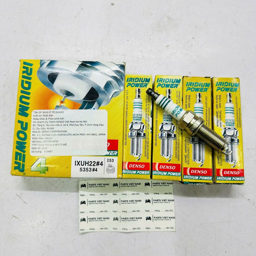 Bugi đánh lửa Iridium chân dài (Spark Plugs) xe Honda Civic (2008-2015), CRV (2009-2017), Accord 2.0/2.4, HR-V 1.8, Odyssey. Hàng Denso Japan. Mã OE: 12290-R48-H01, 267700-6450, IXUH22 ( 1 cái )