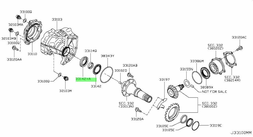 Phớt hộp số phụ Nissan XTrail (T32), Rogue, Qashqai (J11), Pathfinder (R52), Murano (Z51/Z52), InfinitiQX60 (L50), JX35 thông số 40 x 71 x 9.8 / 11.5mm. Hàng Japan. Mã 331424BA0B, 33142-4BA0B
