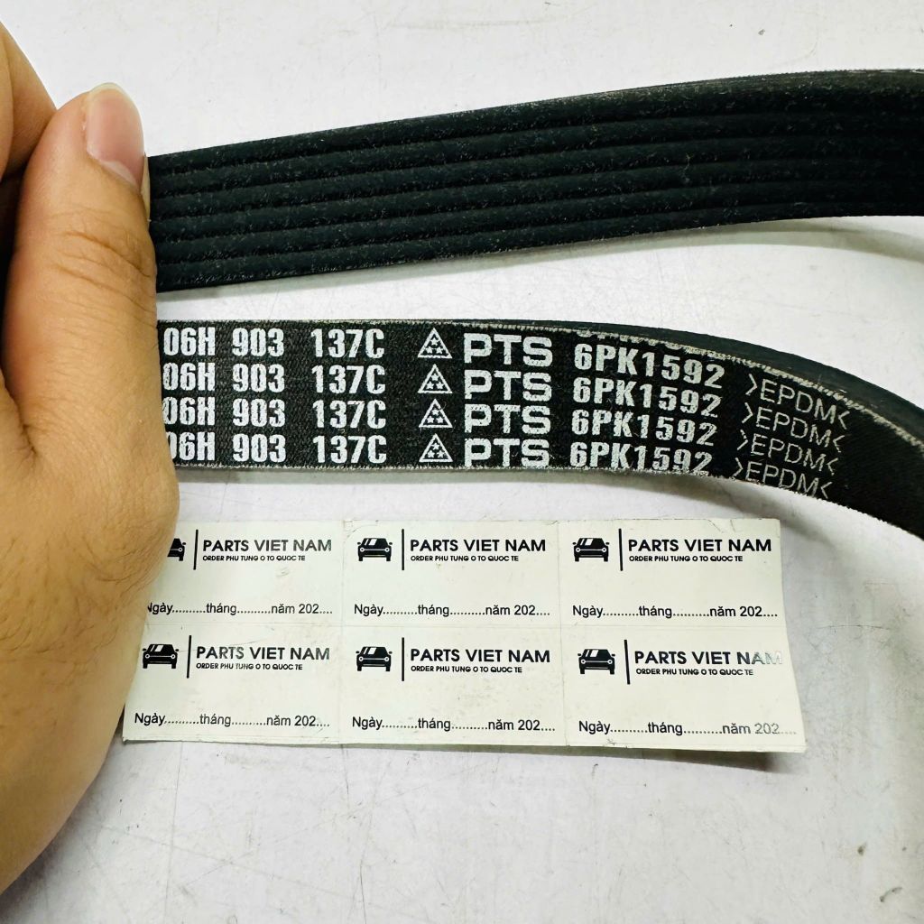 Dây curoa tổng Audi A4 (B8), A5, Q5, Volkswagen Passat, Tiguan máy 2.0L TFSI/TSI (EA888) đời 2007 - 2019. Hàng xịn Audi. Mã 06H903137C, 6PK1590, 6PK1592