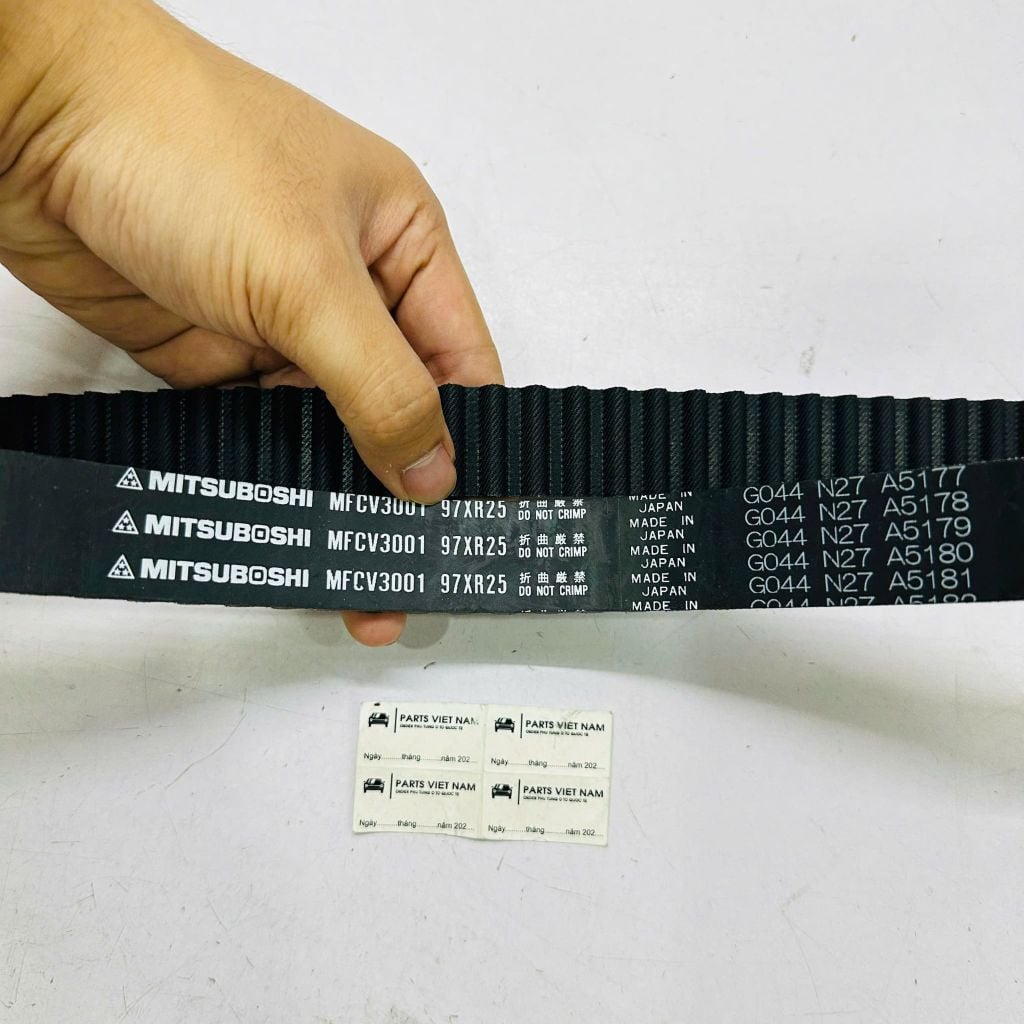 Dây curoa cam (Timing Belt) Toyota Fortuner, Hilux, Hiace, Innova, Prado máy dầu đời 2005 - 2016. Hàng Mitsuboshi Nhật Bản, động cơ 1KD, 2KD. Mã 97XR25, 1356839016, 1356839015, 1356809131, 1356809130