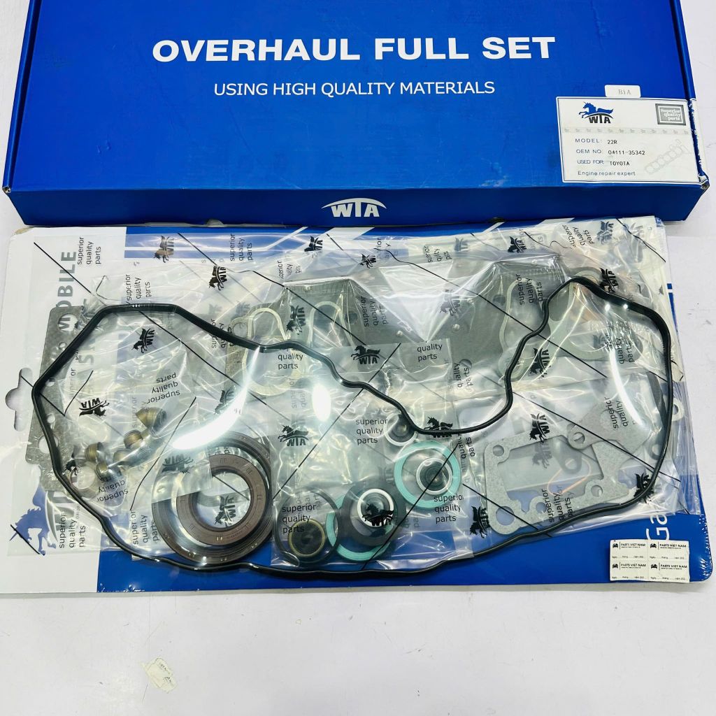 Bộ gioăng đại tu Toyota Hilux, 4Runner, Dyna 200, Land Cruiser. Đời 1983 - 2004. Động cơ 22R, 22R-E. Hàng chất lượng cao. Mã 0411135342,  0411135103, 0411135312, 0411135322