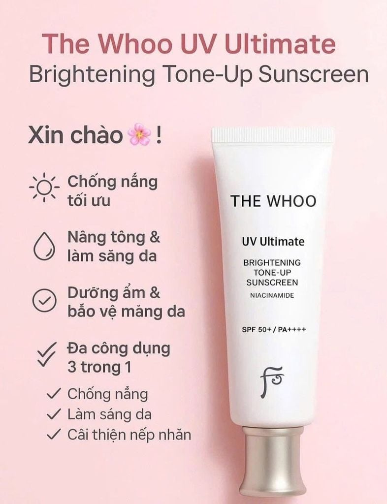 Kem Chống Nắng Nâng Tone The Whoo UV Ultimate Brightening Tone-Up Sunscreen