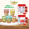  Isoup Huups Combo 5 Ly Súp Ăn Liền Sấy Thăng Hoa ( Hải Sản + Gà Táo Đỏ + Súp Yến Mạch + Súp Cá Hồi + Súp Nấm Tóc Tiên) 