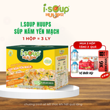  Isoup Huups Súp Nấm Yến Mạch Ăn Liền Sấy Thăng Hoa - Hộp (30g) x 3 Viên X 3 Gói Yến Mạch 