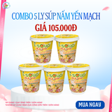  Isoup Huups Combo 5 Ly Súp Nấm Yến Mạch Ăn Liền Sấy Thăng Hoa - 5Ly x 24G 