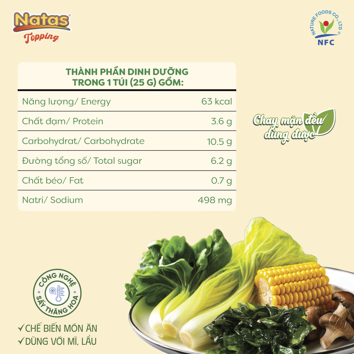  NATAS TOPPING THẢ LẨU - RAU NẤM THẬP CẨM SẤY THĂNG HOA TÚI 25G 
