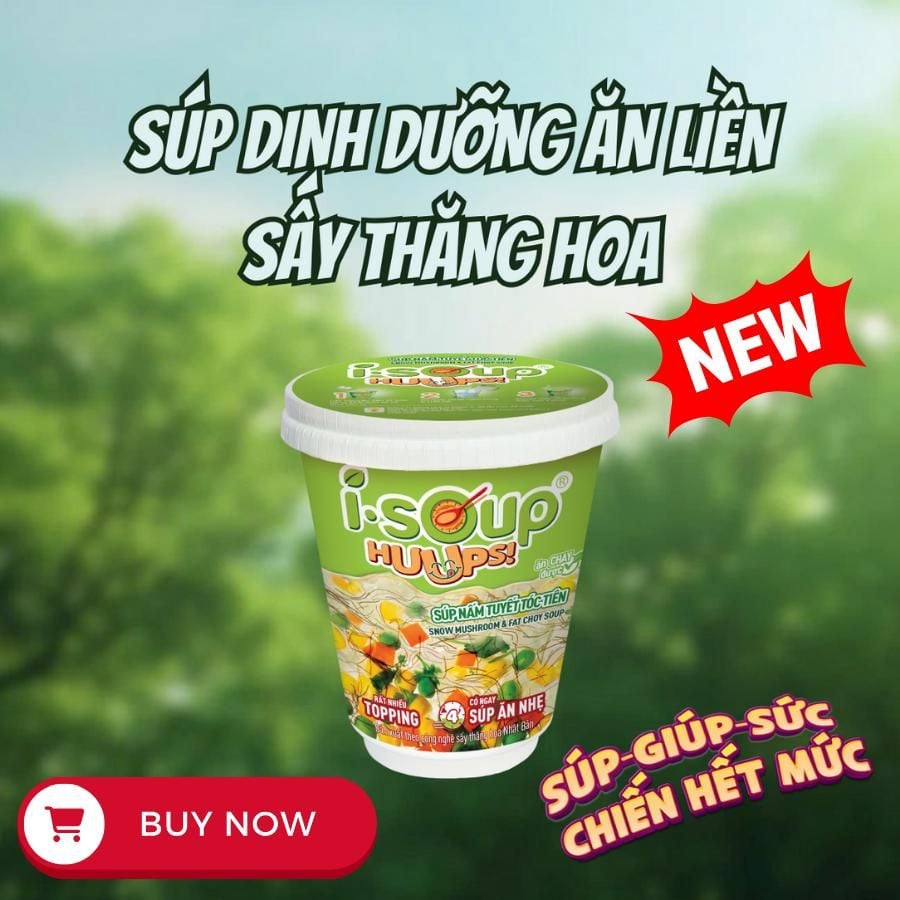  Súp Nấm Tuyết Tóc Tiên Ăn Liền ISOUP HUUPS! Hũ 14G 