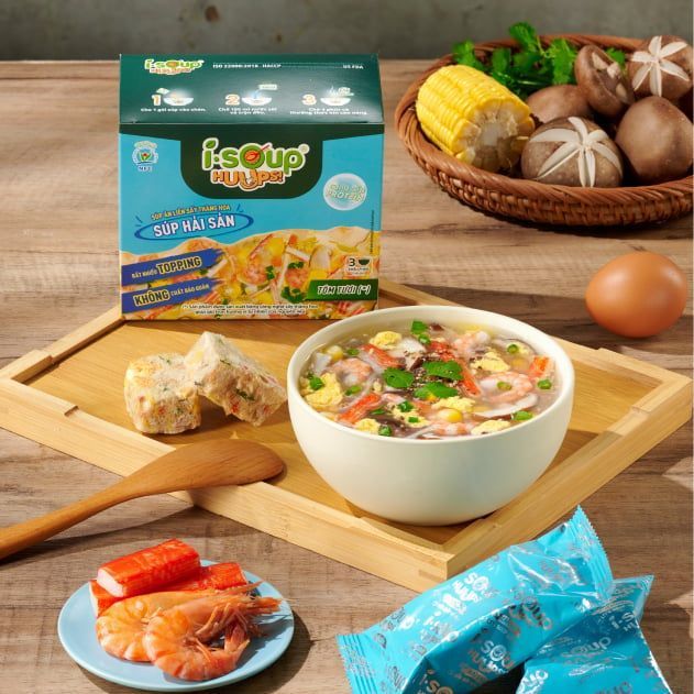  [QUÀ TẶNG KHÔNG BÁN] Isoup Huups Súp Hải Sản Ăn Liền Sấy Thăng Hoa - Hộp (30g) x 3 Viên 