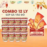 Combo 12 Ly Súp Gà Táo Đỏ Ăn Liền ISOUP HUUPS! Hũ 12G - Súp Ăn Liền Sấy Thăng Hoa 