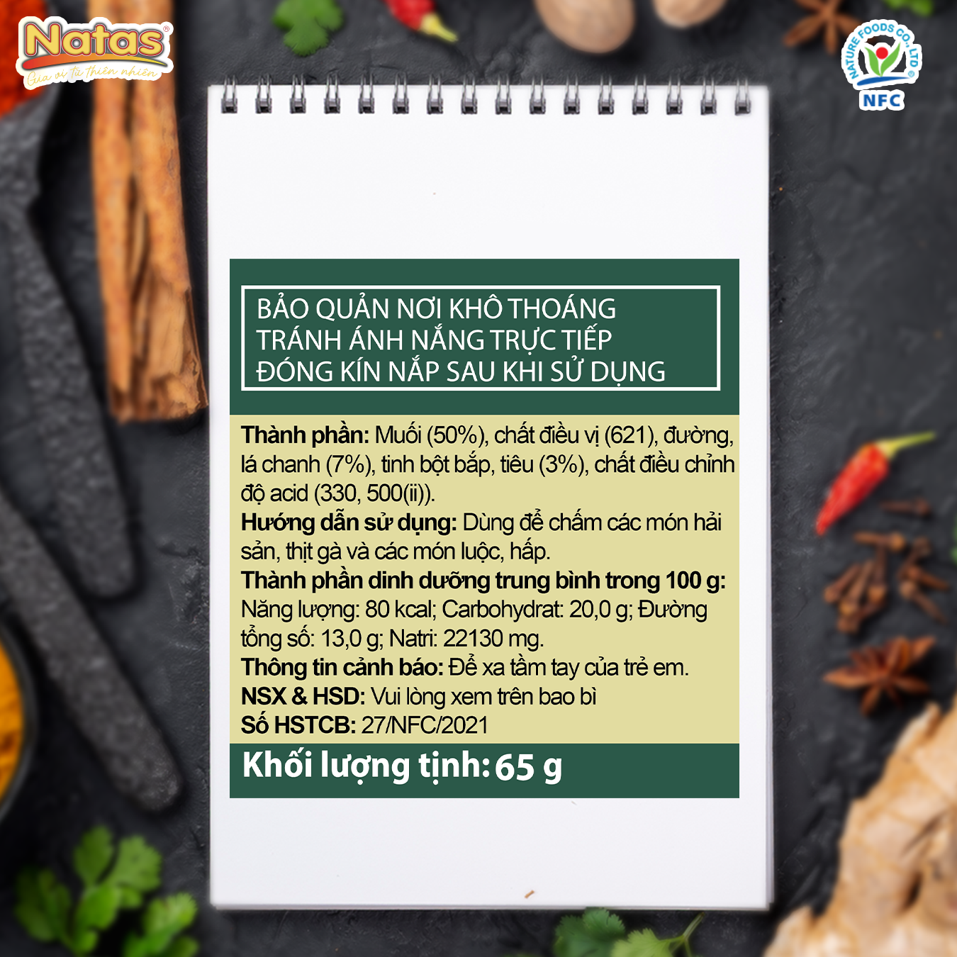  Natas Muối Tiêu Lá Chanh - Hũ 65g 