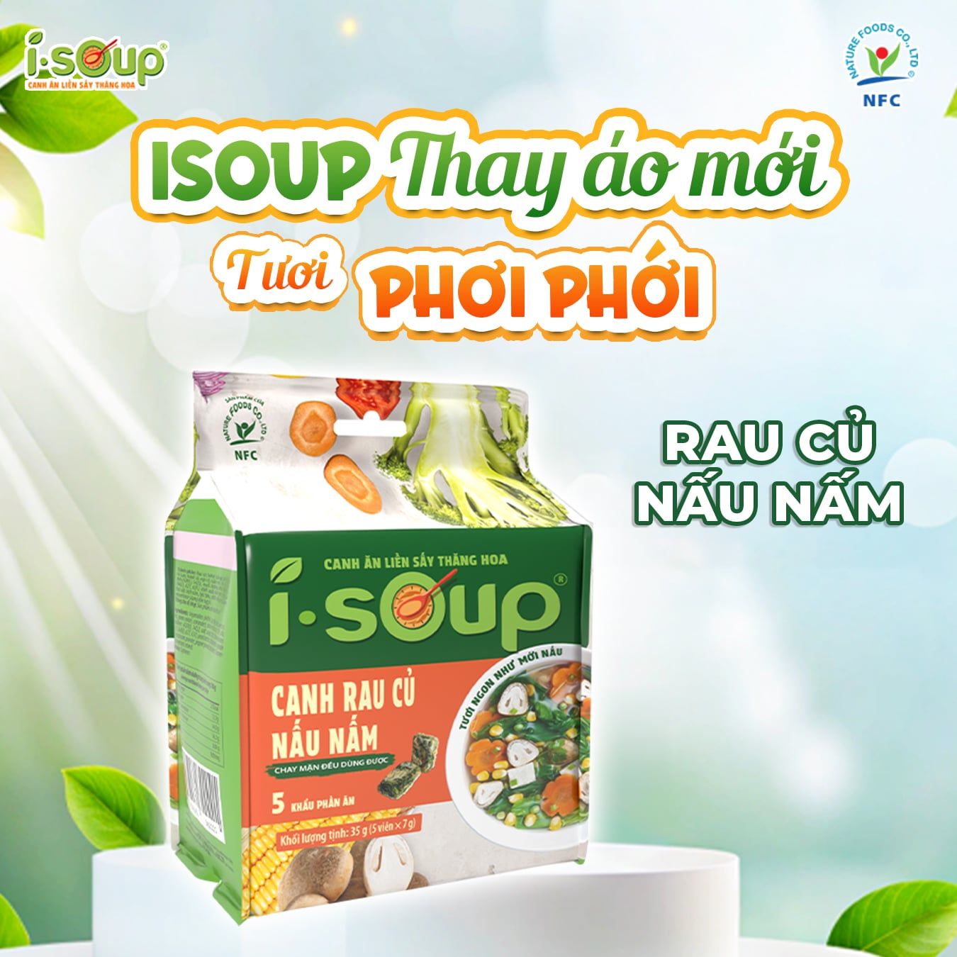  Isoup Combo 6 Túi Canh Rau Củ Nấu Nấm Ăn Liền Sấy Thăng Hoa 
