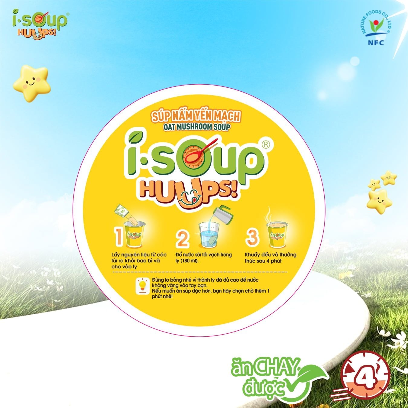  Isoup Huups Súp Nấm Yến Mạch Ăn Liền Sấy Thăng Hoa - Ly 24G 