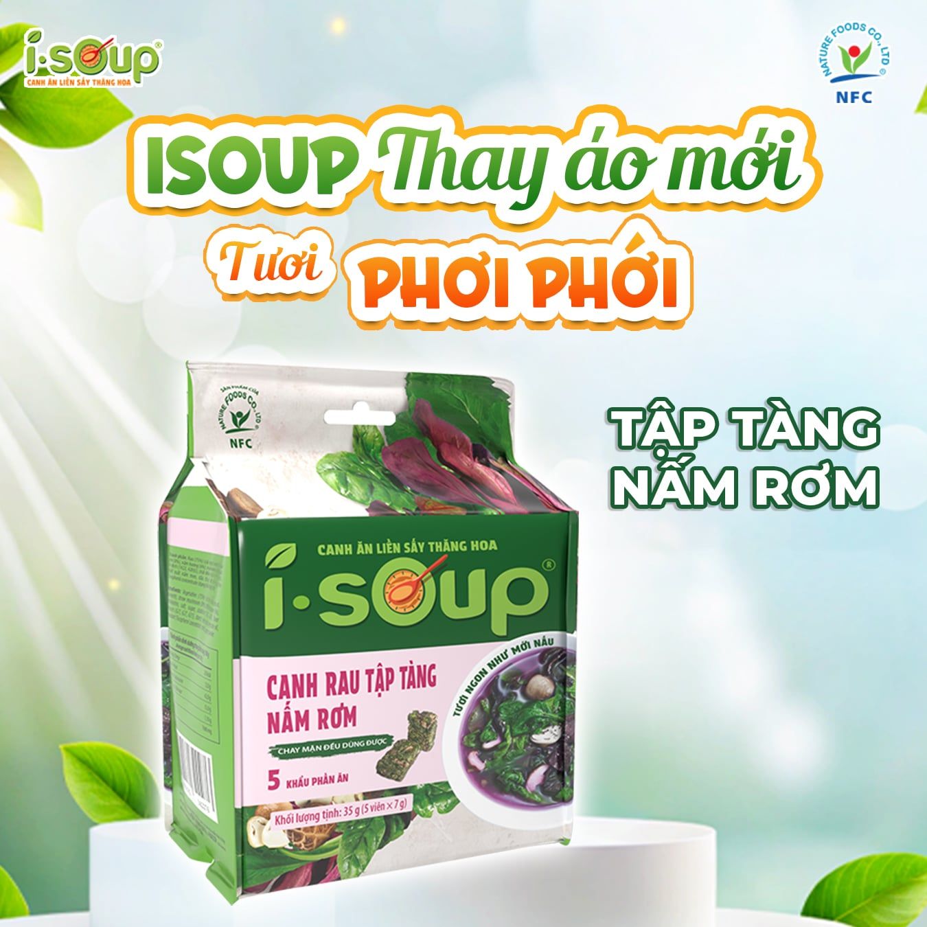  Isoup Combo 6 Túi Canh Tập Tàng Nấm Rơm Ăn Liền Sấy Thăng Hoa 