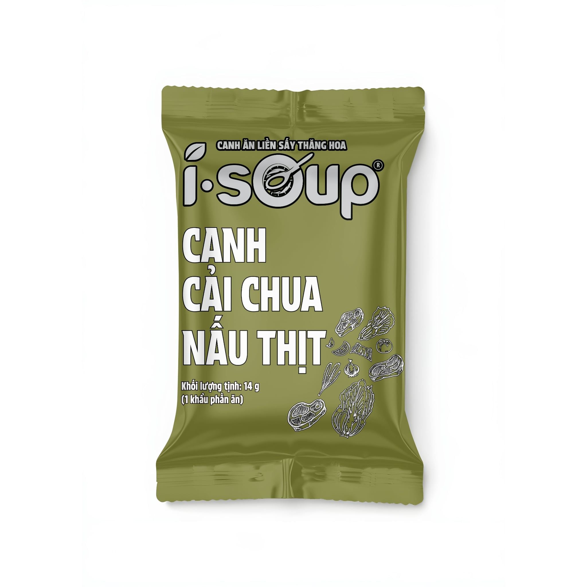  Isoup Viên Canh Cải Chua Nấu Thịt Ăn Liền Sấy Thăng Hoa – Túi (78g) 6 Viên 