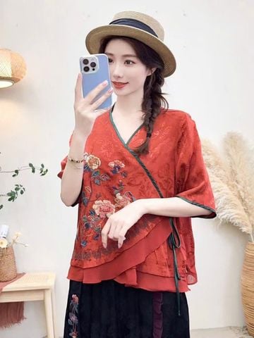  ÁO LẺ TAY LỠ VIỀN XANH 