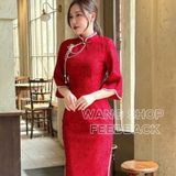  SƯỜN XÁM ĐỎ GẤM DÀI HỒNG NGHI 