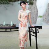  Sườn Xám Dài Anh Đào 