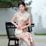  Sườn Xám Dài Anh Đào 