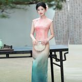  Sườn xám lửng Lam Vân 