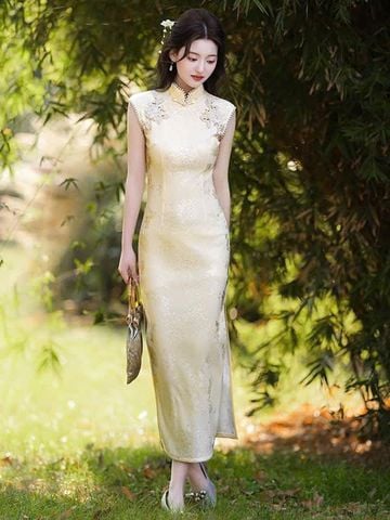  Sườn Xám Dài Vân Chi 