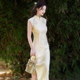  Sườn Xám Dài Vân Chi 