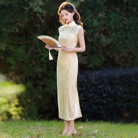  Sườn Xám Dài Vân Chi 